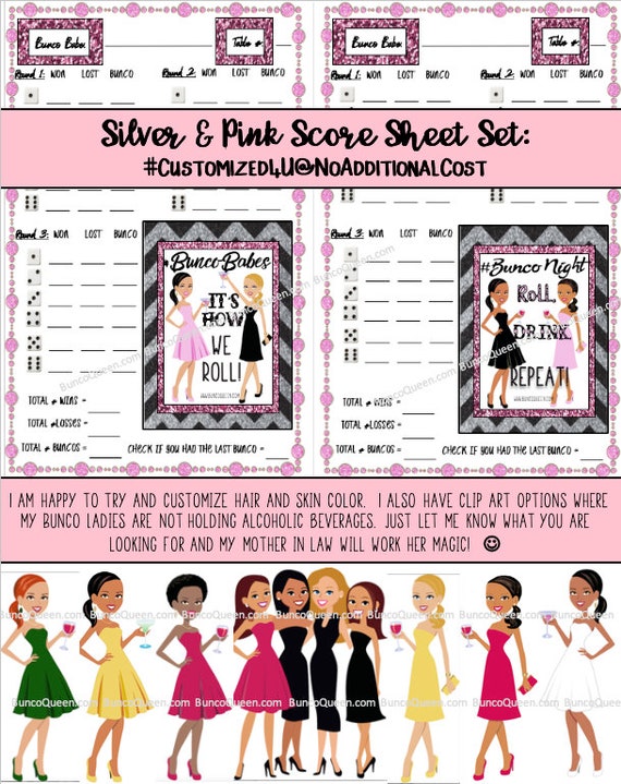 Purple Zebra Theme YOU PRINT @ Home. 16 Person BASIC Bunco Kit