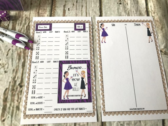 Purple Zebra Theme YOU PRINT @ Home. 16 Person BASIC Bunco Kit
