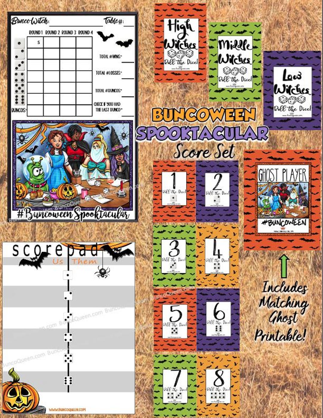 FREE Customization...halloween Spooktacular Bunco Score Set: Table ...