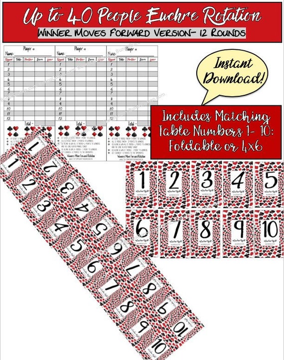 24 Person Euchre Rotation Chart