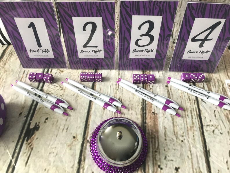 Purple Zebra Theme YOU PRINT @ Home. 16 Person BASIC Bunco Kit