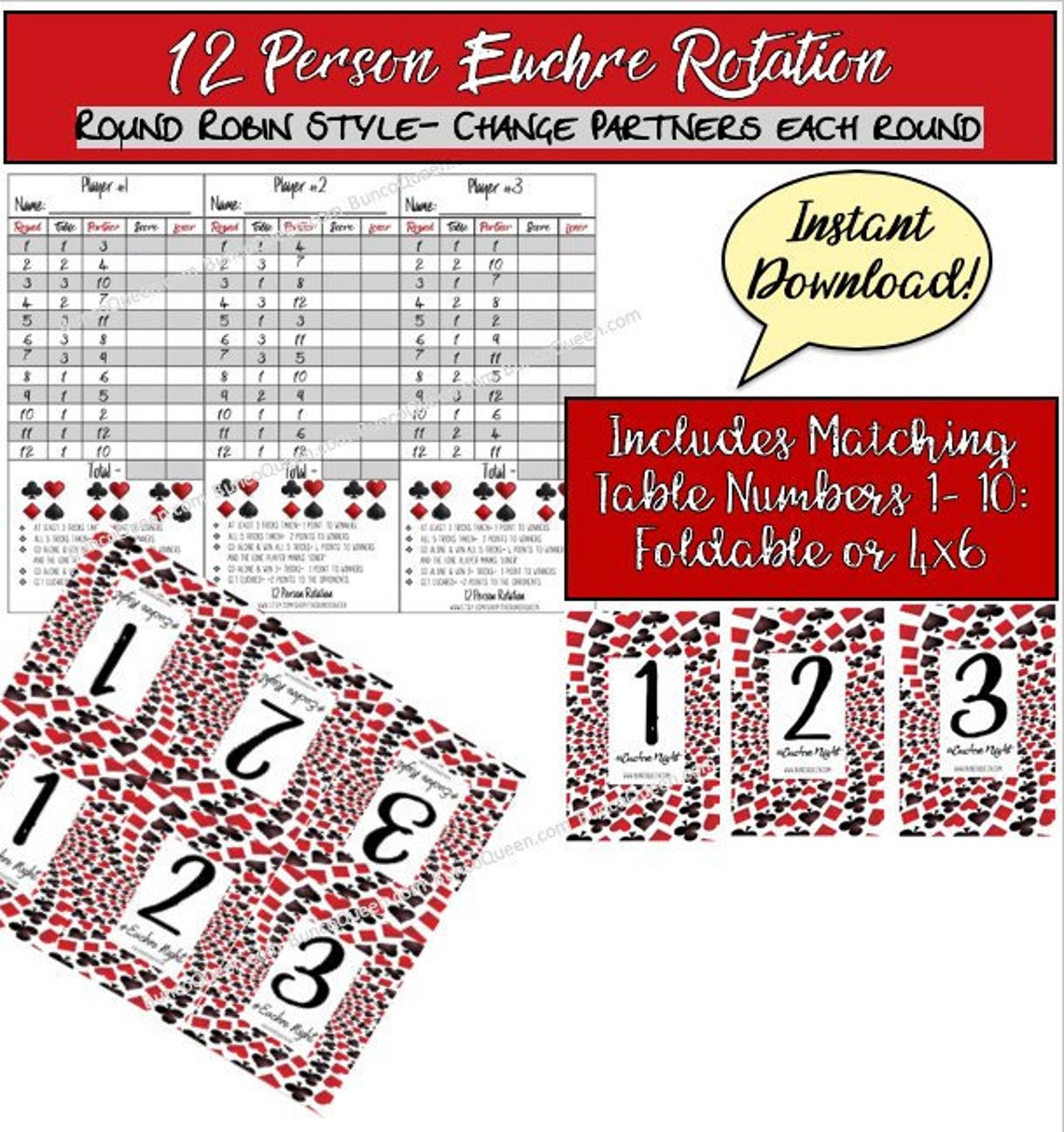 Buy 12 Person Euchre Rotation Score Sheet euchre Tally W Table Online Buy 12 Person Euchre Rotation Score Sheet euchre Tally W Table Online