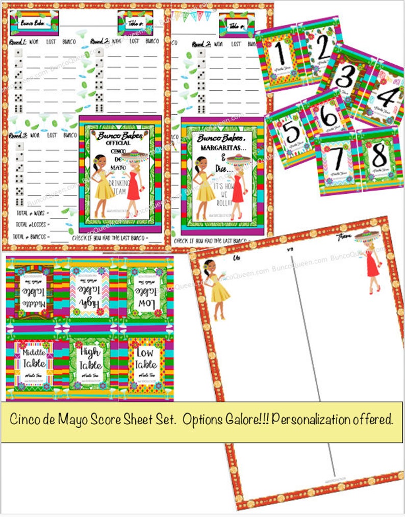 Cinco de Mayo Bunco Rating Card- Printable Ranking Sheets, Tally Sheet and Matching Desk Figures. Bunco Babes Cinco de Mayo Ingesting Staff members photograph about Bunco Tally Sheets Printable named Cinco de Mayo Bunco Ranking Card- Printable Rating Sheets, Tally Sheet and Matching Desk Figures. Bunco Babes Cinco de Mayo Consuming Personnel
