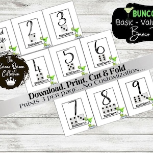 NO CUSTOMIZATION*** Foldable Margarita Bunco Table Numbers... Digital DOWNLOAD. Table #s 1-9. Minimalist design, uses less ink.