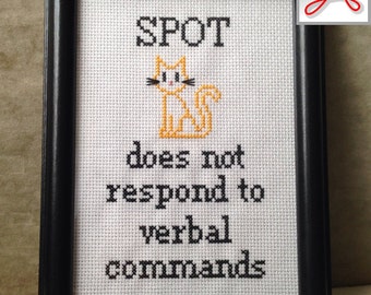 Spot does not respond to verbal commands - with BONUS font sampler - Star Trek: TNG 5"x7" cross-stitch PATTERN - instant download .pdf