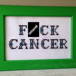 Patrón de punto de cruz enmarcable "Madura - ¡A la mierda con el cáncer! 10 x 15 cm - DESCARGA INSTANTÁNEA .pdf