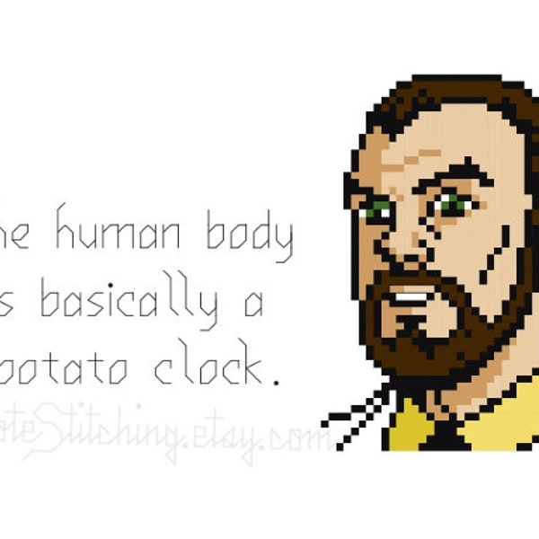 The human body is basically a potato clock. - Krieger - Archer 4"x6" cross-stitch PATTERN - INSTANT DOWNLOAD .pdf