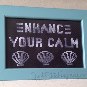 Enhance Your Calm - Three Seashells - Demolition Man 4&quot;x6&quot; cross-stitch PATTERN - INSTANT DOWNLOAD .pdf