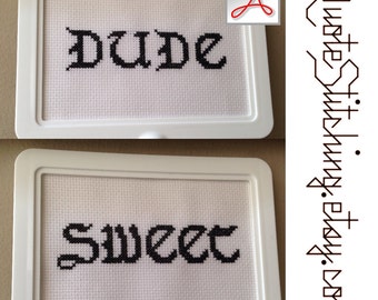 DUDE / SWEET - Dude, Where's My Car? - 4"x6" cross-stitch pattern - instant download .pdf