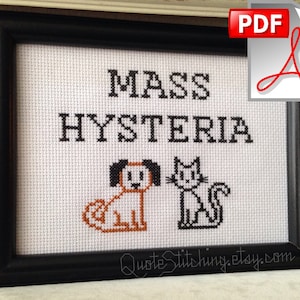 Mass Hysteria - Ghostbusters 5&quot;x7&quot; or 4&quot;x6&quot; cross-stitch PATTERN - INSTANT download .pdf