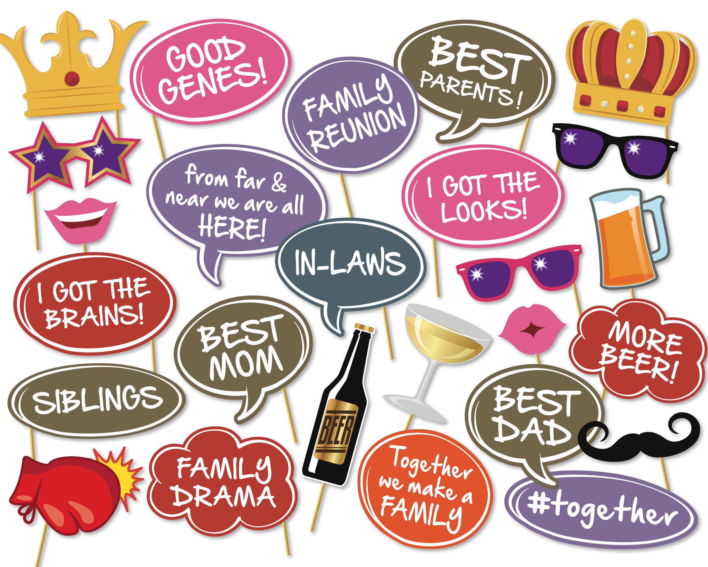 Family Reunion Photo Booth Props Family Reunion Party Etsy