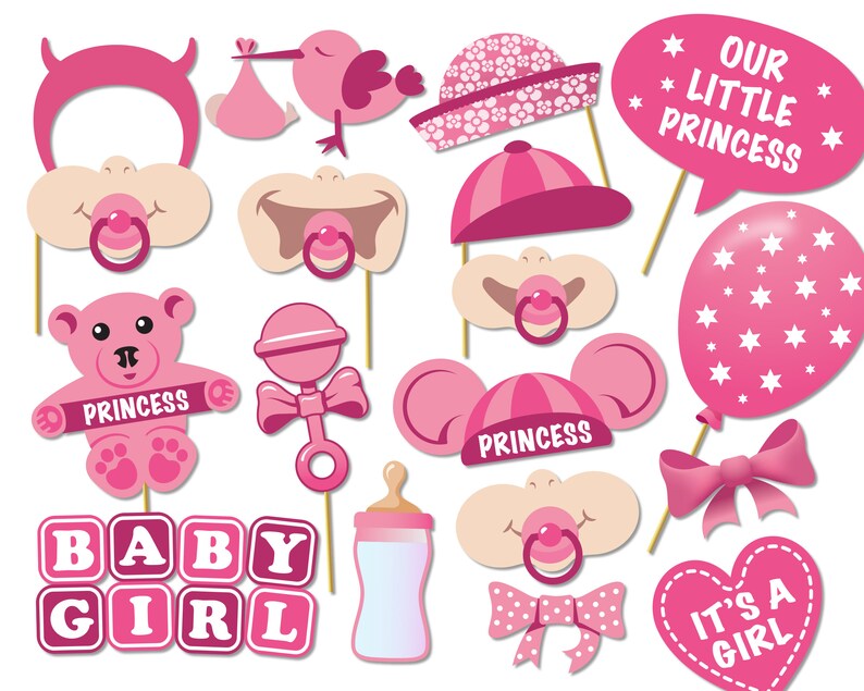 Baby Shower Photo Props It S A Girl Photo Booth Props Etsy