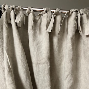 2 units of Natural Linen curtains 18L x 24L inches each plus ties. image 1