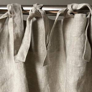 2 units of Natural Linen curtains 18L x 24L inches each plus ties. image 4