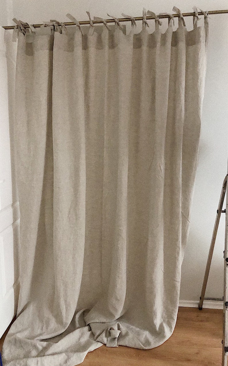 2 units of Natural Linen curtains 18L x 24L inches each plus ties. image 2