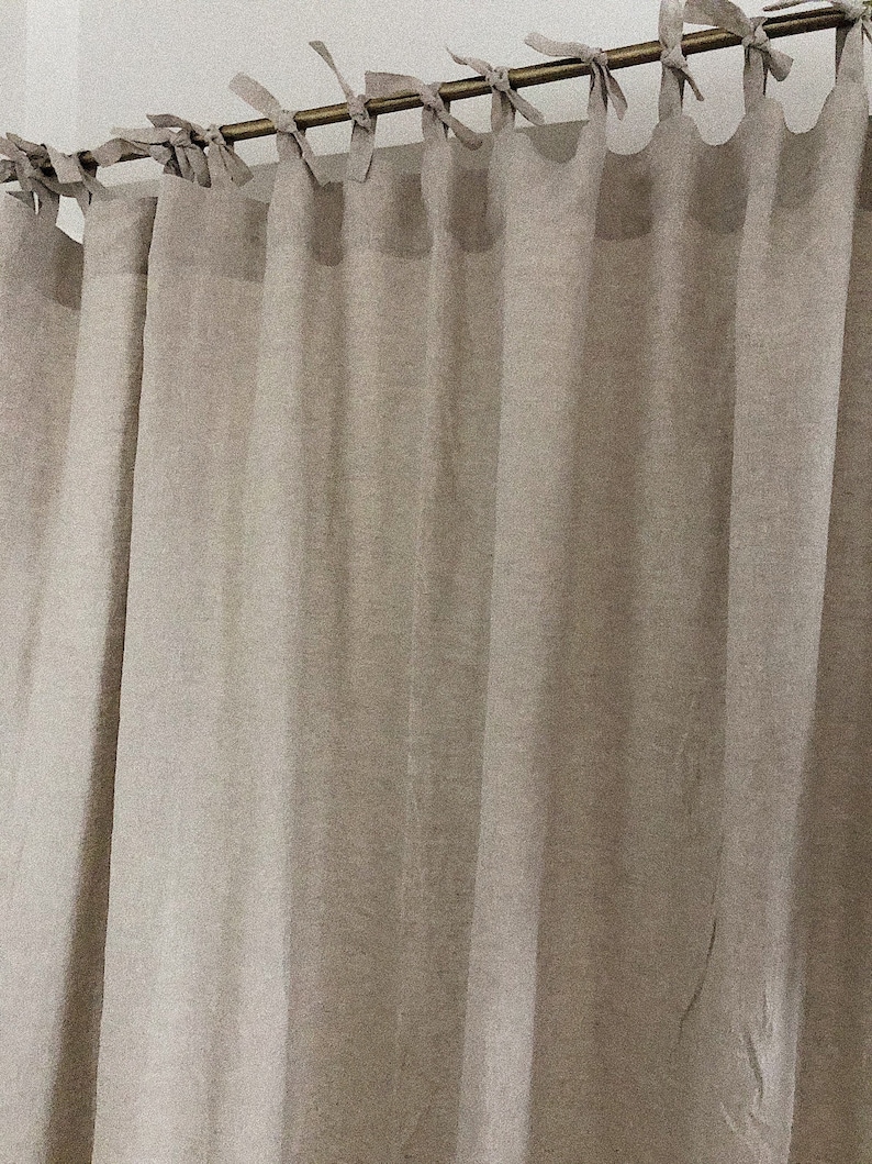 2 units of Natural Linen curtains 18L x 24L inches each plus ties. image 7