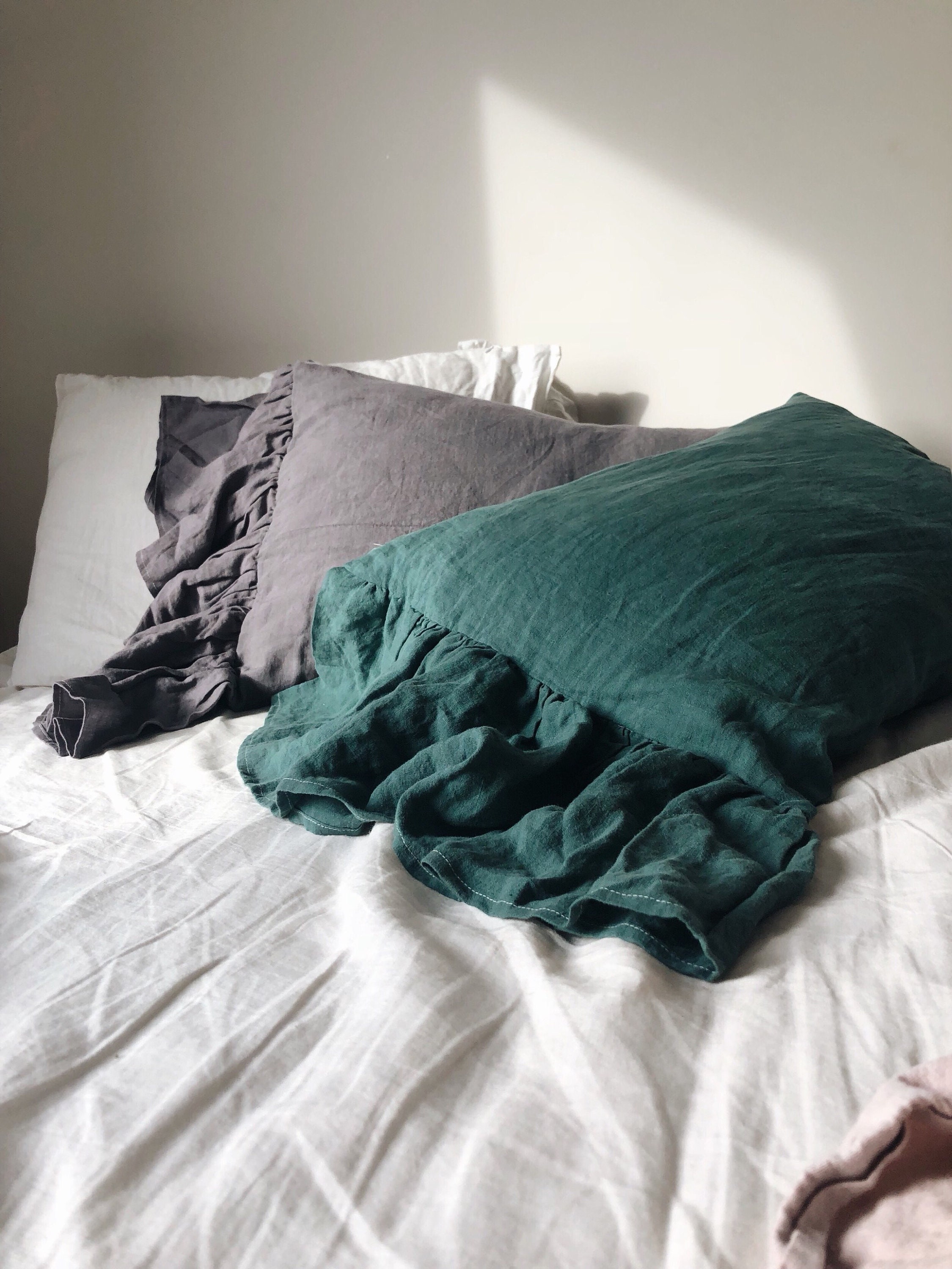 Long Ruffle Home Decor Linen Pillow Coversbedroom Decor Body Etsy