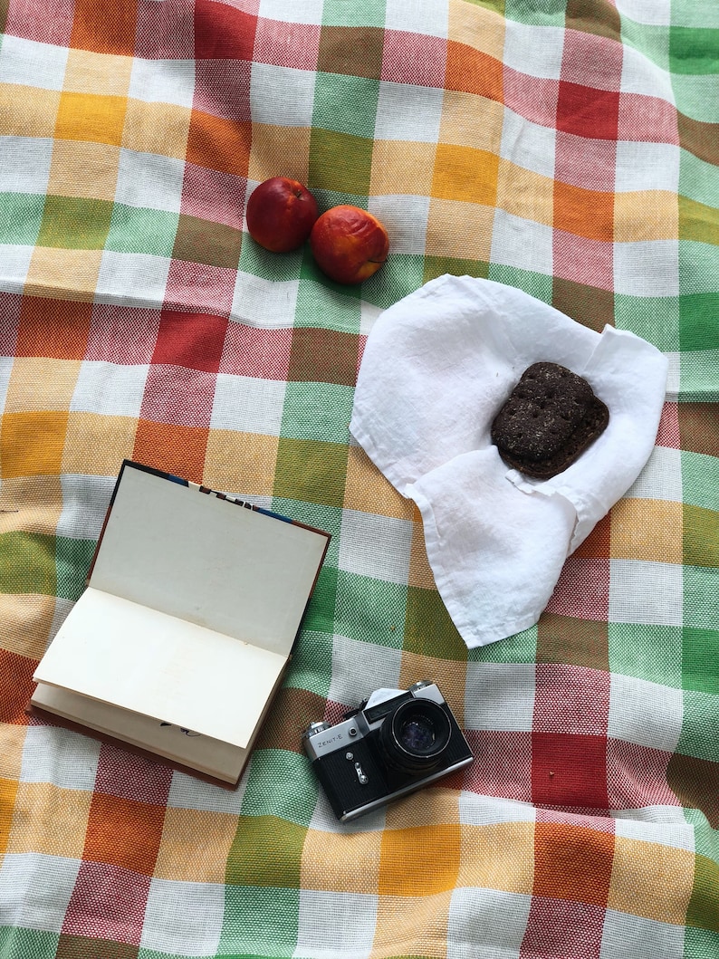 Linen BEACH Blanket Picnic Blanket Beach Plaid Etsy UK