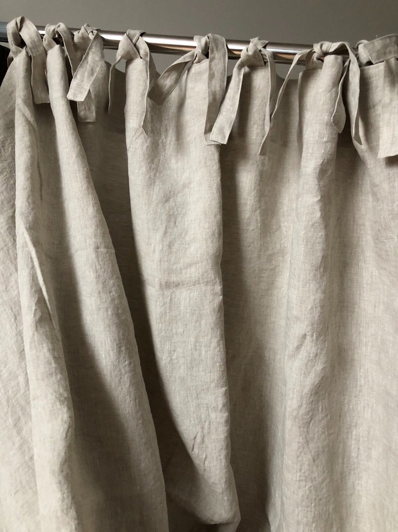 2 units of Natural Linen curtains 18L x 24L inches each plus ties. image 1