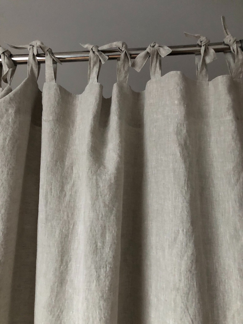 2 units of Natural Linen curtains 18L x 24L inches each plus ties. image 3