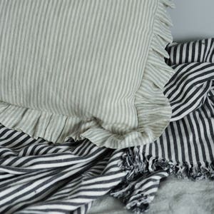 RUSTIC striped home decor linen pillow covers, bedroom decor, body pillow cover, farmhouse pillow, throw pillows, floor pillow, denim pillow