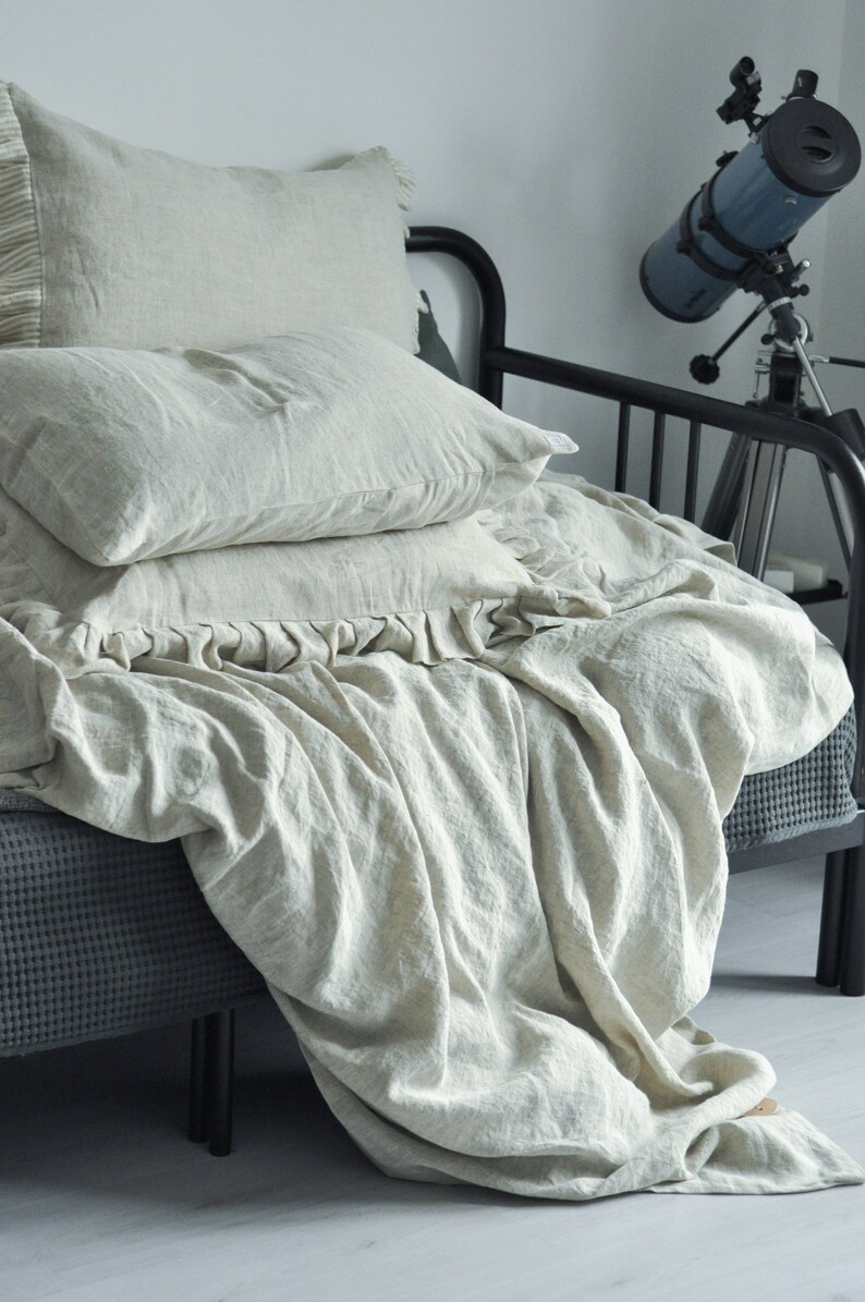 Natural Linen Duvet Cover Simple Handmade Luxury Softened King Queen Extra Fast