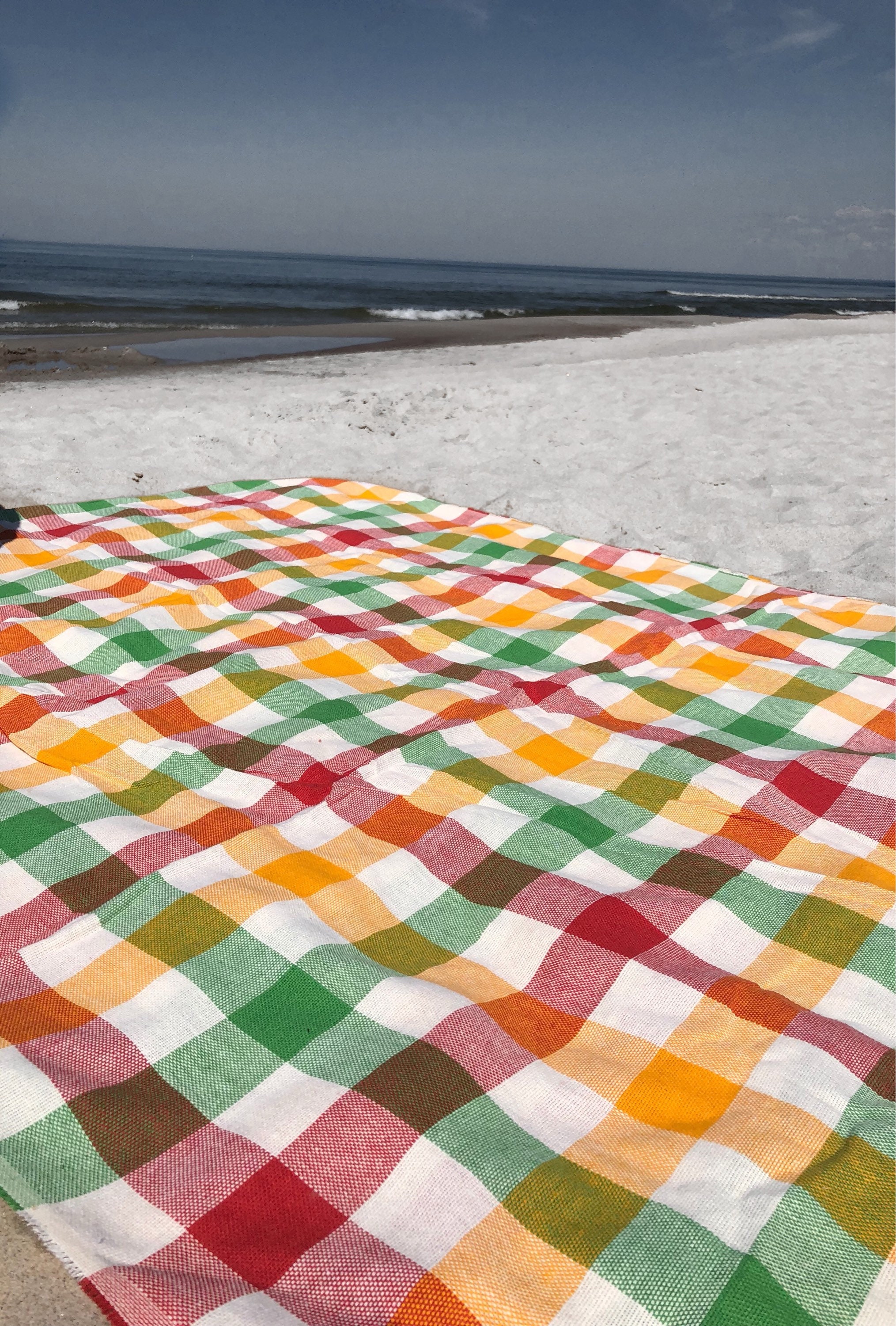 Linen BEACH Blanket Picnic Blanket Beach Plaid Etsy