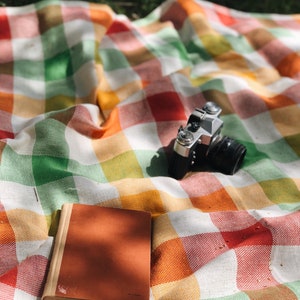 Linen BEACH blanket, picnic blanket, beach plaid image 3