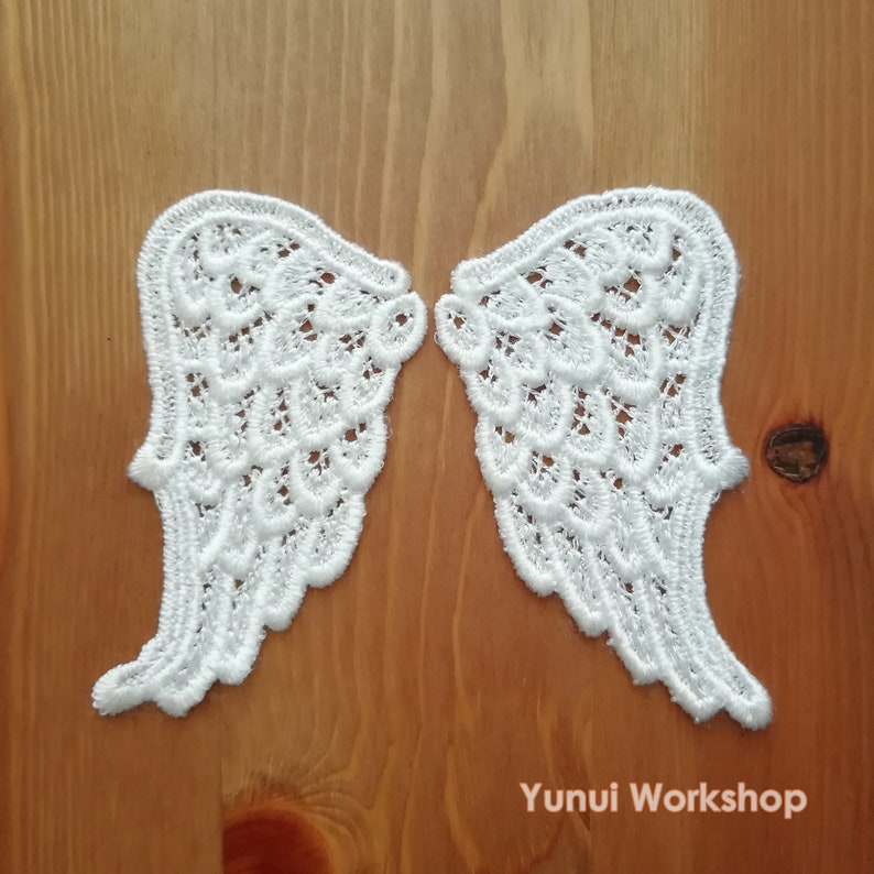 1 pair Angel Wings Lace Applique White color size 40mm x Etsy