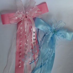 Rêve de fille rose avec papillon et coeurs pailletés, personnalisé avec NOM, nœud en cornet de sucre