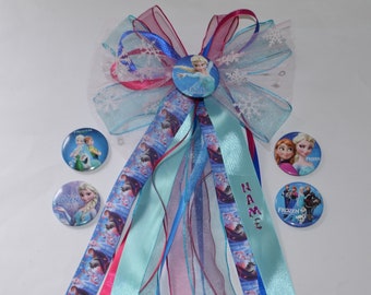 Frozen - school cone bow personalized with PIN and name, Frozen Elsa, Anna