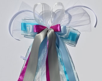 Pomposo lazo de mochila escolar con nombre, lazo de princesa