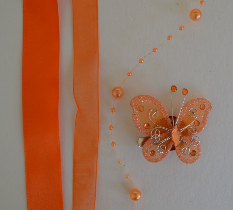 Chic bow for girls school cone, many colors to choose from, sugar cone bow, butterfly pin, brooch Orange
