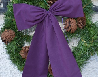 4x large purple artificial velvet bow for outside and inside 25 x 30 cm, for Advent, bicycle, moped, small car, gift