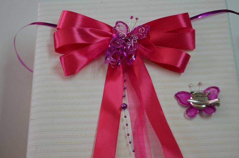 Chic bow for girls school cone, many colors to choose from, sugar cone bow, butterfly pin, brooch Pink-Fuchsia