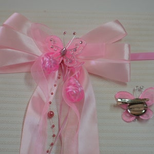 Chic bow for girls school cone, many colors to choose from, sugar cone bow, butterfly pin, brooch Pink