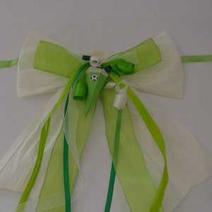blue or green school cone bow football, decoration: mini school cone with football,