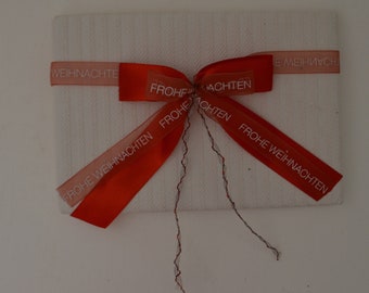 4x Merry Christmas, bow with text - red gift bow for parcels, gift wrapping