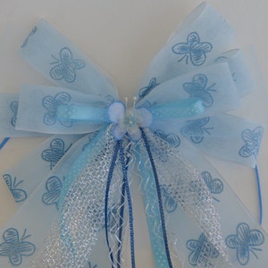 Ruban pour cartable, sac à sucre princesse, arc de sac en sucre bleu clair, papillon, boucle de cartable