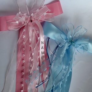 Sueño rosa para niña con mariposa brillante y corazones, personalizado con NOMBRE, lazo de cono de caramelo imagen 1