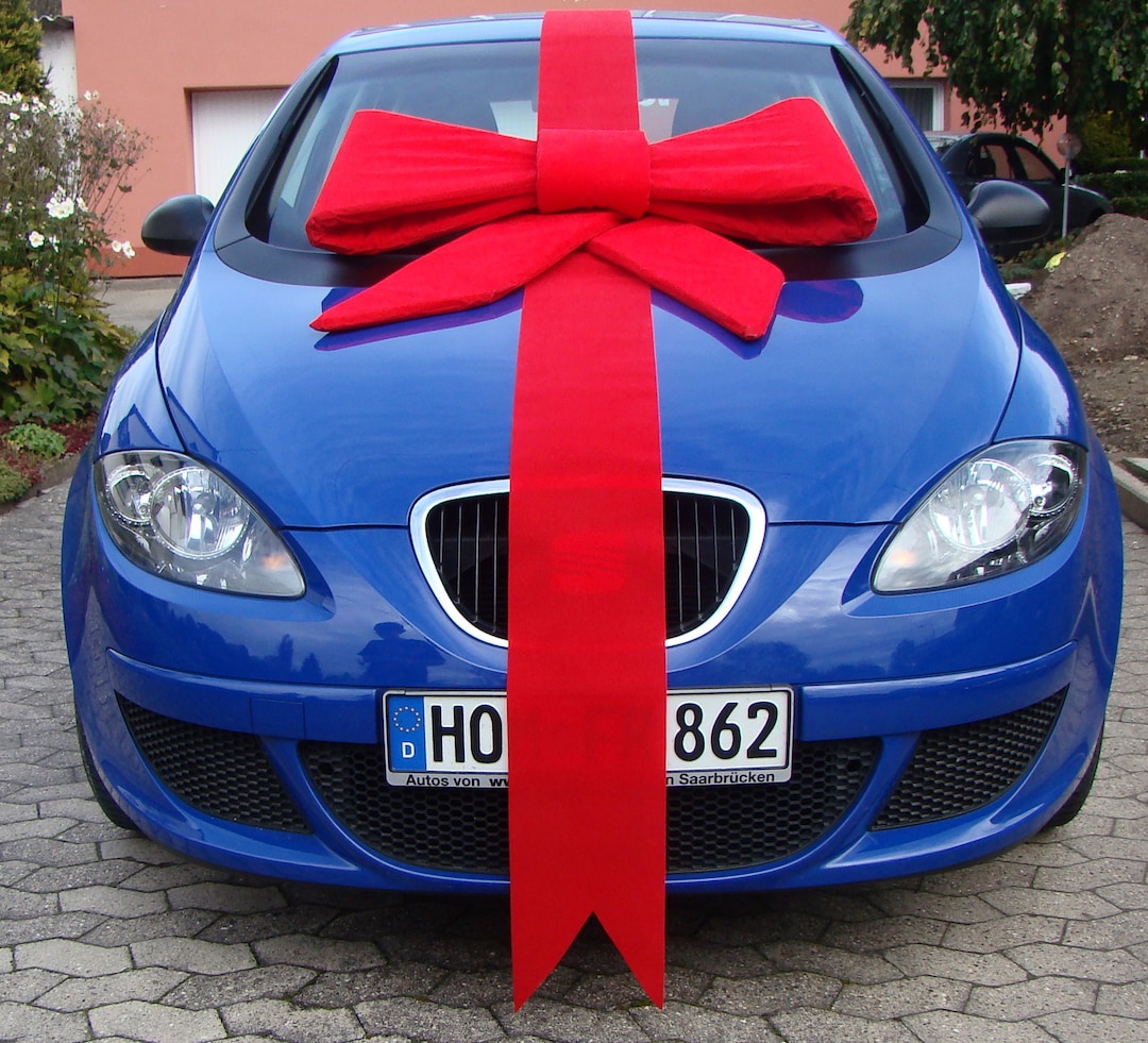 Grand Nœud Cadeau Voiture 58 Cm – Rouge Géant Réutilisable Avec Ventouses Pour Mariage, Anniversaire, Noël