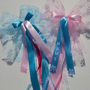 Beautiful personalized school cone bow with name - candy cone gift bow snowflake, ice princess, snow queen, winter