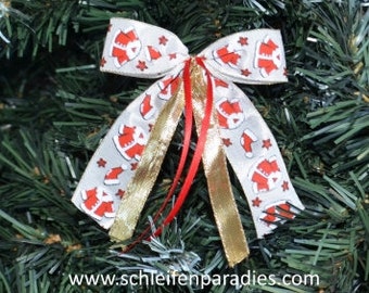 4 x Nikolausschleife weiss-rot-gold, Weihnachtsschleife, Wichteln,Schleife Weihnachten, Samichlaus schleife