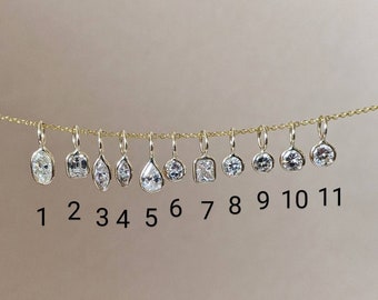 Diamond Charms 14k. Yellow Gold Bezel / Natural Untreated Diamond / Sold Separately / Gift for Her / Chain is NOT Included / Stacking Charms