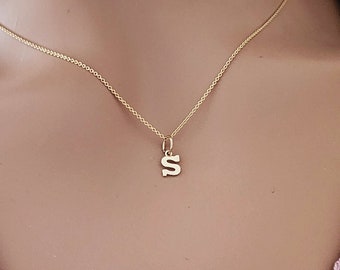 Small Initial Charm Pendant 14k Yellow Gold / 5mm Solid Thick Gold Initial / Add to Your Jewelry / Thick Initials / Removable / Gift for Her