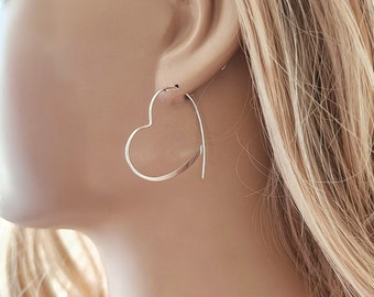 ★TATIANA★ Silver 925 Lovely Heart Hoop Earrings EC3030 500 Designer fashion, Seoul-fully created | W Concept