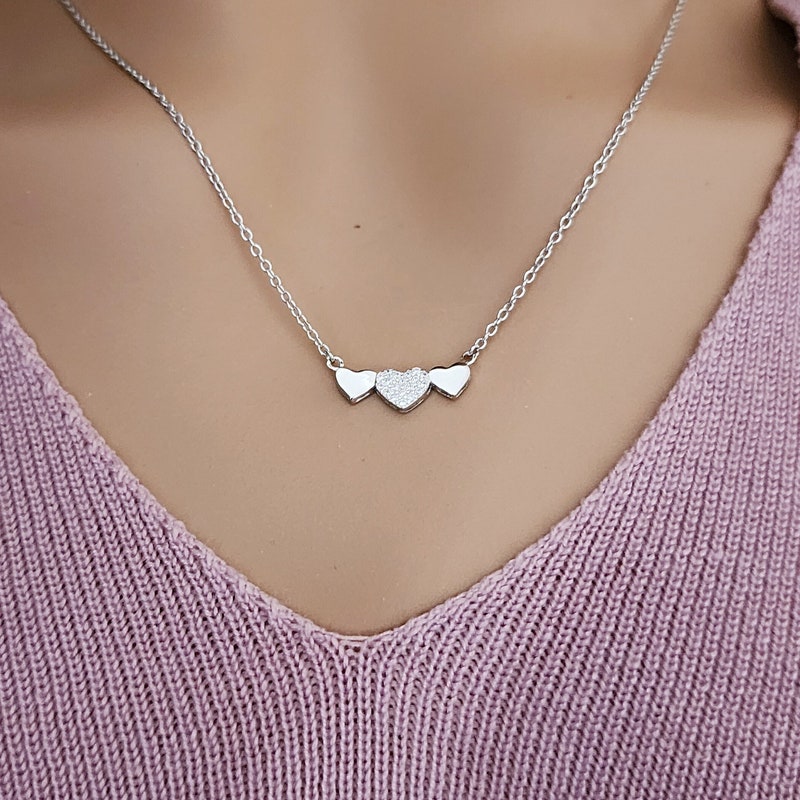 3 Strand Necklace w/Heart main image 1