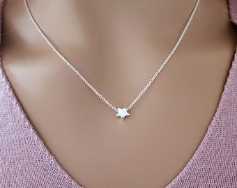 925 Sterling Silver Small Star Necklace / Real Silver NOT Plated / Layering Necklace / Outline Star / Celestial Necklace / Gift for Her