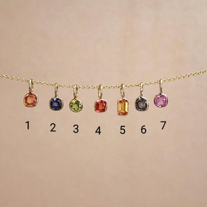 Natural Sapphire Charms in 14k Yellow Gold Bezel / Add charms to Your Necklace Bracelet Anklet / Gift for Her