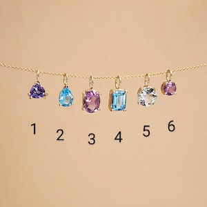 Gem Stone Charm Pendant 14k Yellow Gold / Natural Birthstone  / Sold Separately / Chain is Not Included / Gift For Her / Semi Precious